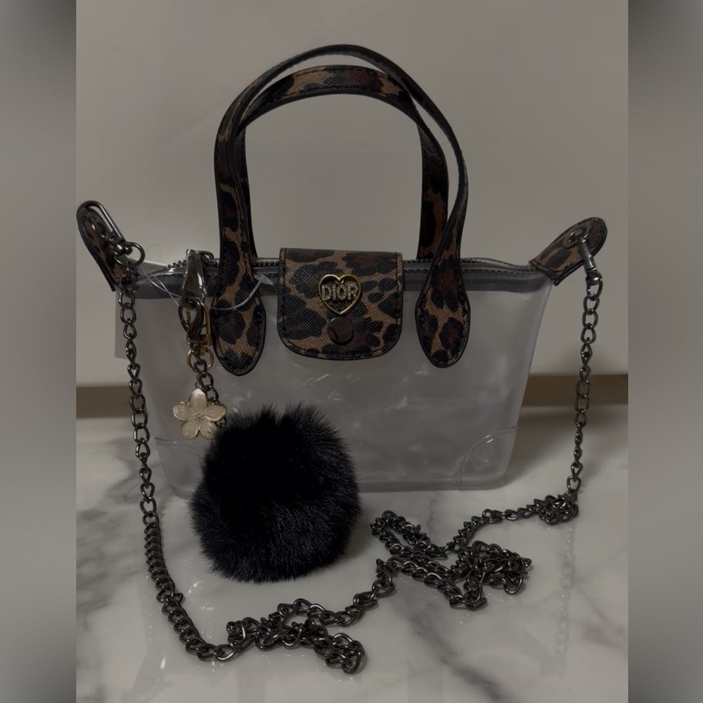 🔥Leopard Print and Clear Mini Bag WITH AN AUTHENTIC DIOR CHARM🔥